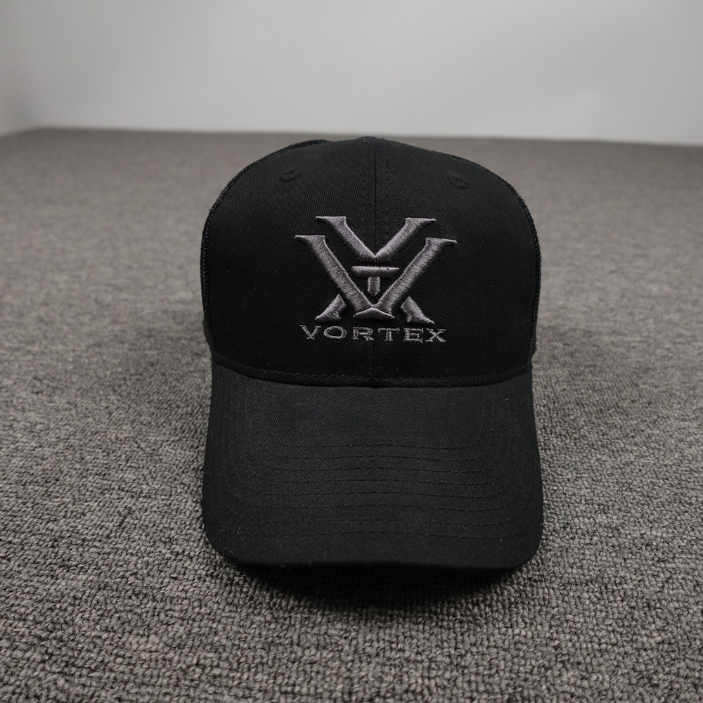 Vortex Hat Cap Snap Back Mens One Size Black Mesh Trucker Baseball Outdoor Logo